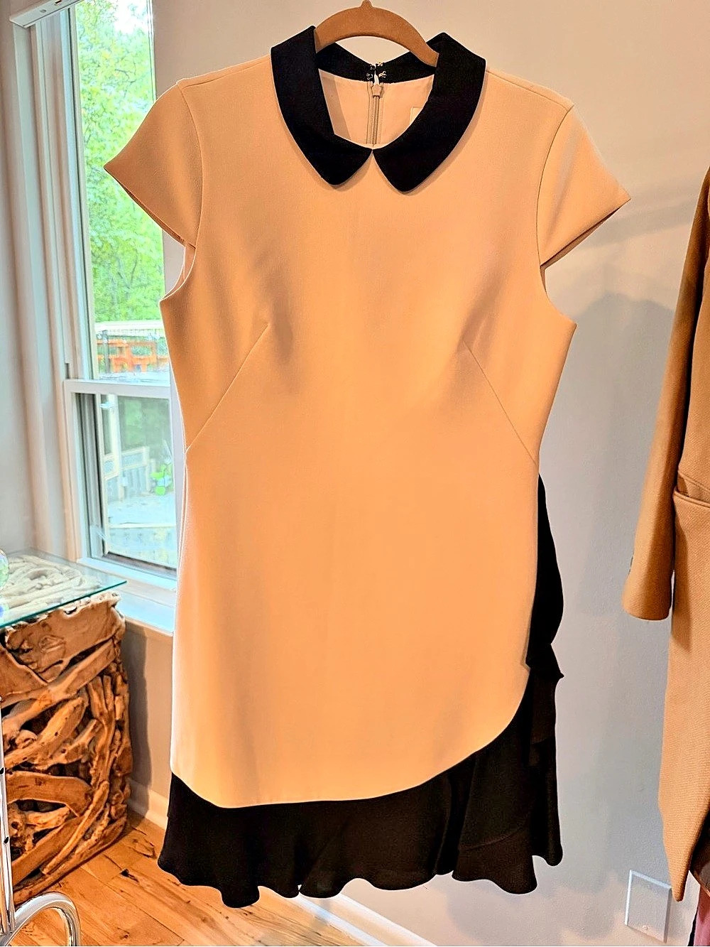 kate spade new york crepe ruffle dress Mini Dress cream & Black Size 6 NWT